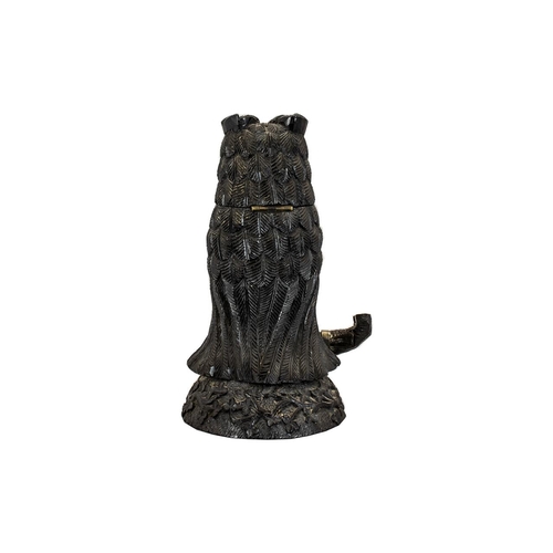 248 - Victorian Irish Inkwell in Form of Owl.  Mid to early 19th century Owl inkwell, made from bog wood a... 