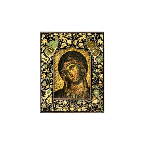 325 - Religious Icon in Quality Enamelled Frame. Approx Size 5 x 6.5 Inches.