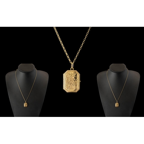 359 - Ladies 9ct Gold Hinged Locket with Attached 9ct Gold Chain. Both with Full Hallmarks for 9ct. As New... 