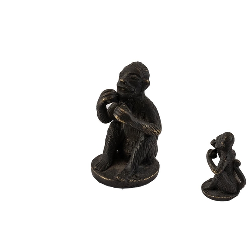 360 - Small Bronze Monkey. Bronze Monkey In Sitting Position. Good Patina with Age.