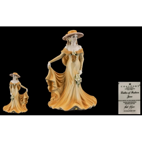 517 - Coalport - Fine Bone China Exclusive Hand Painted Figurine ' Ladies of Fashion ' June '. Hand Decora... 