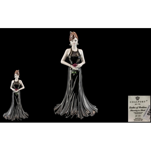 518 - Coalport - Fine Bone China Exclusive Hand Painted Figurine ' Ladies of Fashion ' Stunning In Black '... 