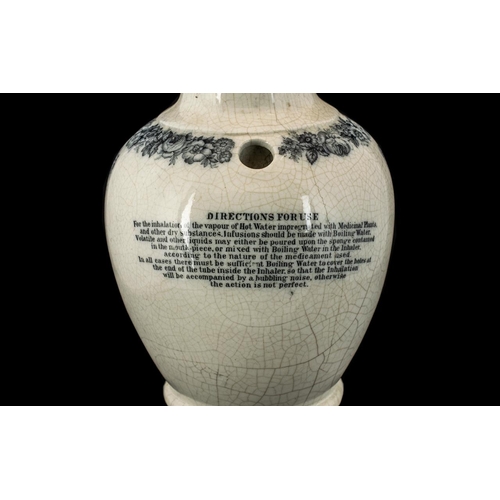 583 - Victorian Advertising Interest. Earthenware Inhaler, Made by S. Maw Son & Thompson, Decorated with F... 