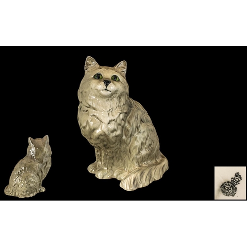 604 - Royal Doulton Large Hand Painted Cat Figure ' Persian Cat ' Seated Looking Up. Model No 1867. Design... 