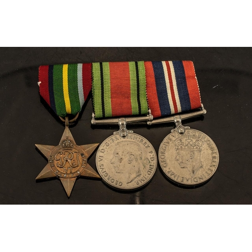 1357 - Military Interest, Set Of 3 WWII Medals On Bar Comprising The Defense Medal, The Pacific Star And Th... 