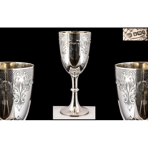 156 - Late Victorian Period Large and Impressive Sterling Silver Chalice by John Round, With Wonderful Sty... 