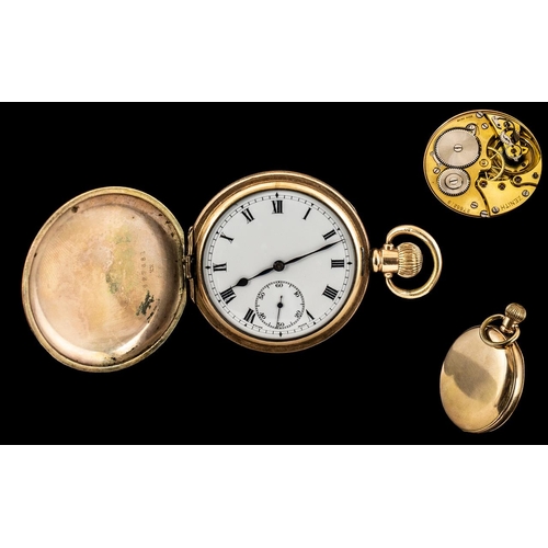 158 - Zenith 10ct Gold  Filled Full Hunter Pocket Watch, Guaranteed to Be of 2 Plates 10ct Gold with Compo... 