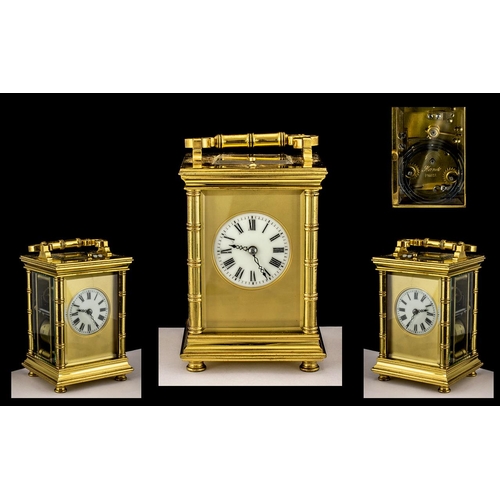 159 - Antique Period French - Superb Quality Gilt Metal 8 Day Repeating Carriage Clock, Striking on Gong /... 