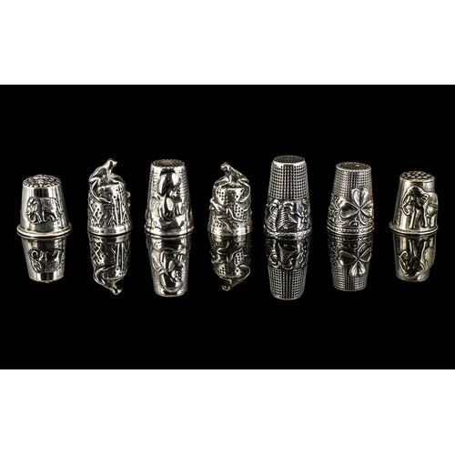 162 - Excellent Collection of Antique and Vintage Silver Thimbles ( 7 ) In Total. Interesting Lot, Two Thi... 