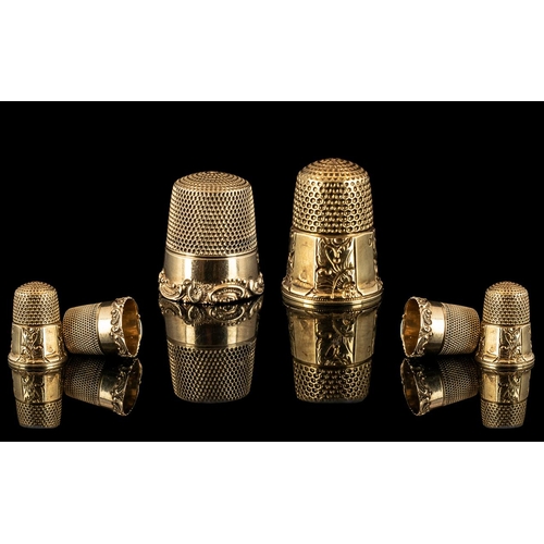 163 - Antique Period - Pair of Superb 9ct Gold Thimbles, Both with Full Hallmarks for 9.375, With Date Mar... 