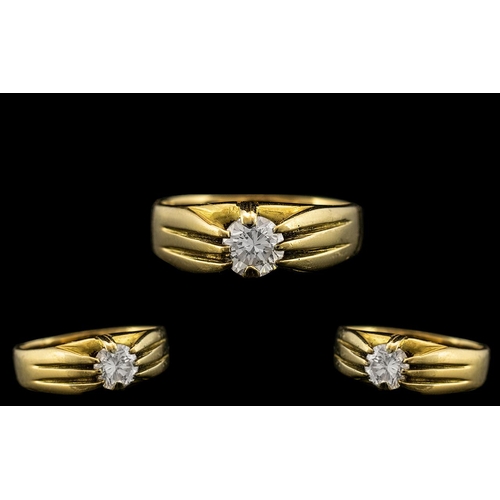 22 - 18ct Yellow Gold - Superb Single Stone Diamond Set Ring - Gypsy Setting. Marked 18ct to Interior of ... 