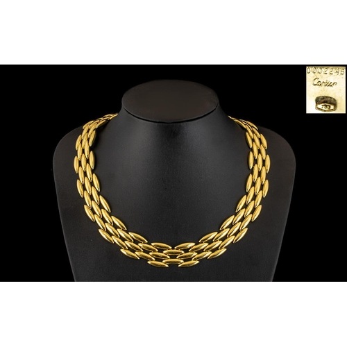 30 - Cartier - An 18ct Gold Gentiane Collection - Stunning Torpedo Chain Link - Five Row Articulated Chok... 