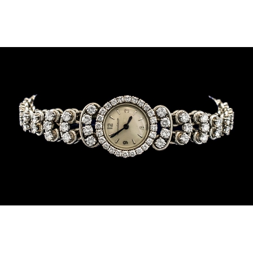 4 - Jaeger-Le-Coultre Stunning Quality Ladies Platinum / Diamond Set Wrist Watch, Manual Wind, Marked 95... 