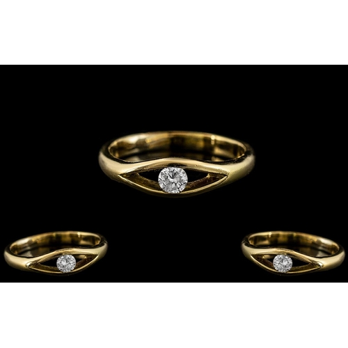 49 - Contemporary Designed 18ct Gold Single Stone Diamond Set Ring. The Modern Round Brilliant Cut Diamon... 