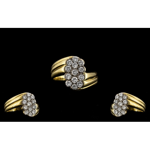 49A - 18ct Gold - Superb and Attractive Pave Diamond Set Ring. Full Hallmark for 750 - 18ct. The 13 Pave R... 