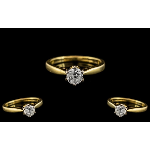 57 - 18ct Gold Single Stone Diamond Ring. Full Hallmark to Interior of Shank. The Round Brilliant Cut Dia... 