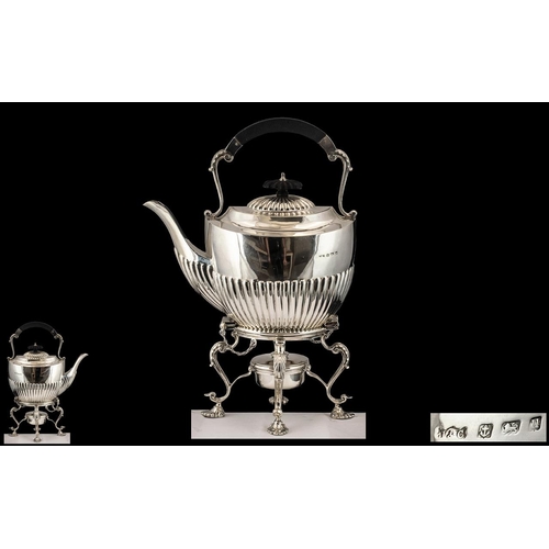 115 - George VI Superb Quality Sterling Silver Spirit Kettle and Stand of Pleasing Proportions. Hallmark B... 