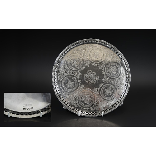 116 - Goldsmiths Alliance Superb Quality - Circular Footed Salver. The Chased Decoration to Centre of Salv... 