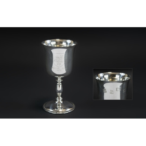 128 - Preston Guild 1972 Sterling Silver Cup. Hallmark Birmingham 1971, Makers B.E.S & Co. Height 5 Inches... 
