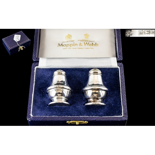 129B - Mappin & Webb Silver Boxed Salt & Pepper. Silver Salt & Pepper In Presentation Box, Lovely Quality T... 