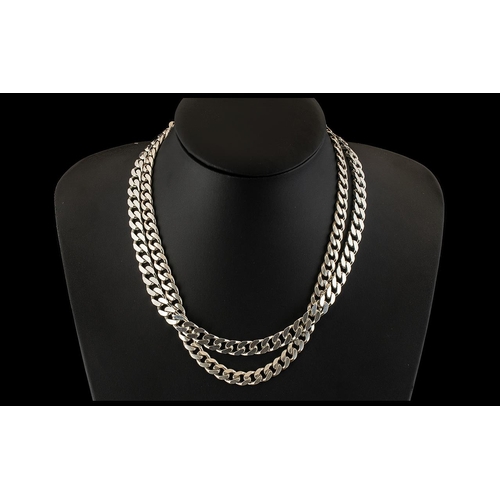 137 - A Fine Quality Vintage Pair of Sterling Silver Curb Necklaces ( Solid ) with Excellent Clasps. Both ... 