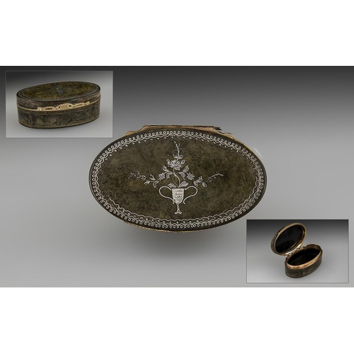 143 - French 18th Century Magnificent Pressed Horn Lidded Snuff Box, of oval form, circa 1780. The interio... 