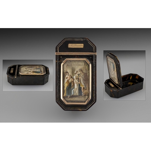 145 - French Superb 18th Century Tortoiseshell and Gold Mounted Hinged Lidded Snuff Box, of wonderful qual... 