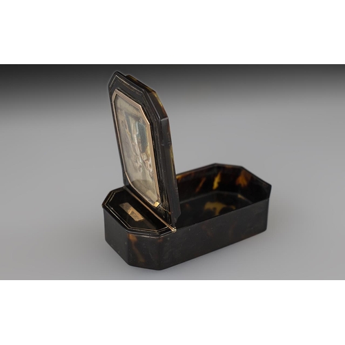 145 - French Superb 18th Century Tortoiseshell and Gold Mounted Hinged Lidded Snuff Box, of wonderful qual... 