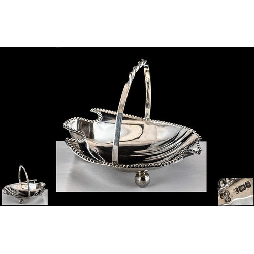 145A - Victorian Silver Butter Dish / Basket. Lovely Quality Butter Dish / Basket, Reeded Borders, Dish Set... 