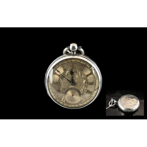 146 - Mid Victorian Period Large and Impressive Sterling Silver Fusse Driven Open Faced Pocket Watch, With... 
