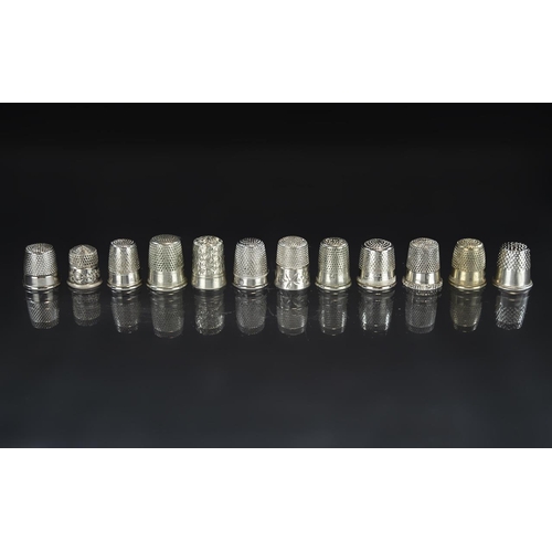 155 - Good Collection of Antique and Vintage White Metal Thimbles, twelve in total, various maker/designer... 