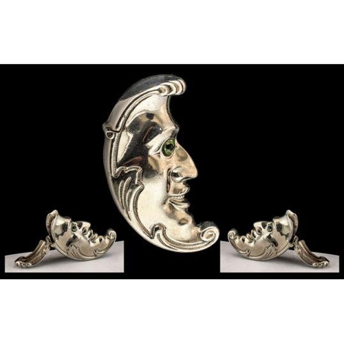 161 - Vintage Sterling Silver Novelty ' Man In the Moon ' Vesta Case. Not Marked but Tests Silver. Excelle... 