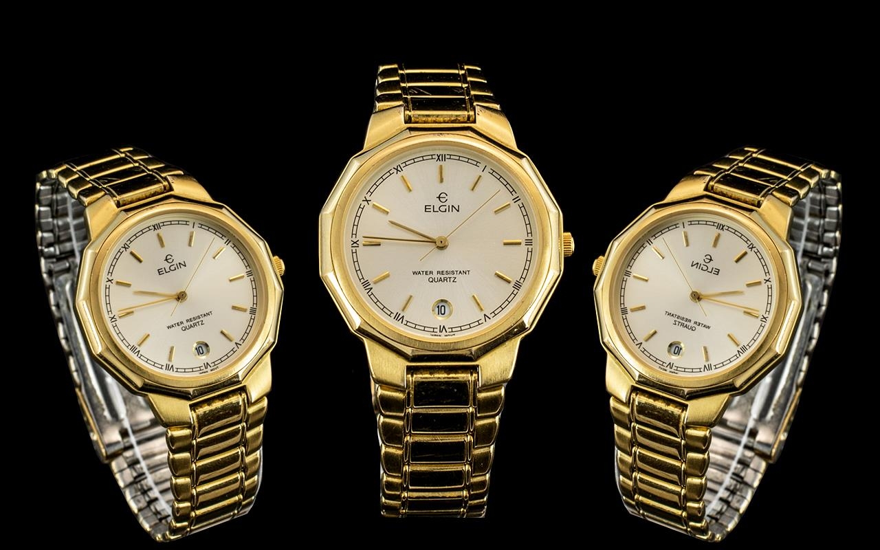 Elgin quartz gold online watch