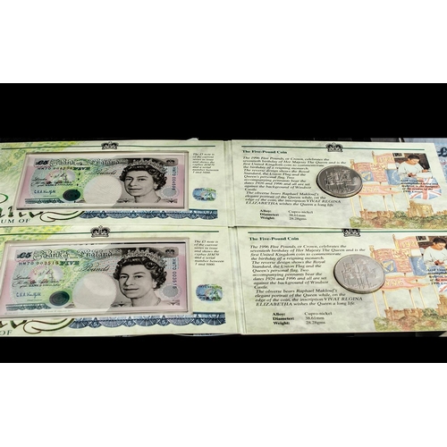134 - The Royal Mint and Bank of Scotland £5 Set, two sets in total, lovely quality throughout