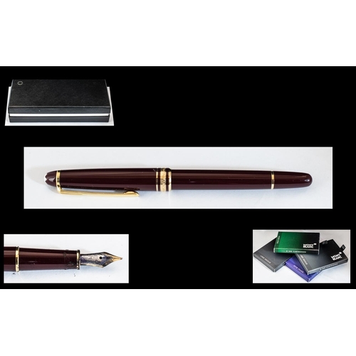 63 - Meisterstuck Mont blanc - Ladies Fountain Pen - 14ct Gold Nib ' Burgundy and Gold ' Colour way, Comp... 