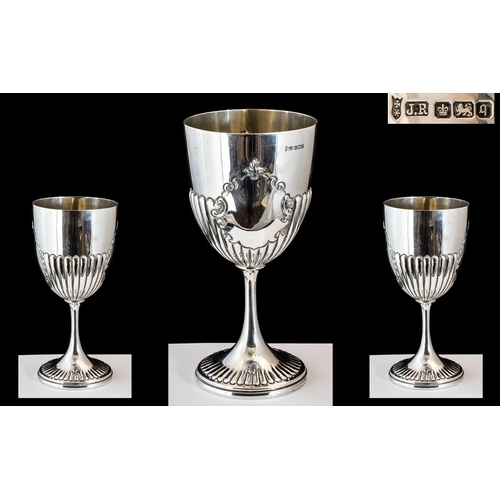 106 - Edwardian Period 1902 - 1910 Impressive and Large Sterling Silver Chalice with Fluted Half Body and ... 