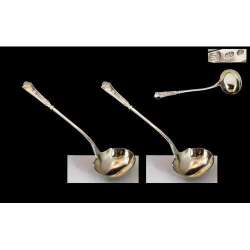 117 - Antique Danish - Pair of Fine Quality Silver Ladles of Elegant Design and Proportions. Stamped with ... 