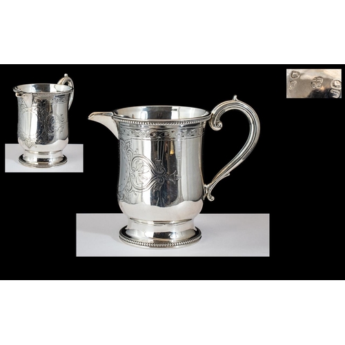 132 - Victorian Period Fine Quality - Sterling Silver Christening Cup with Vacant Cartouche. Engraved Deco... 