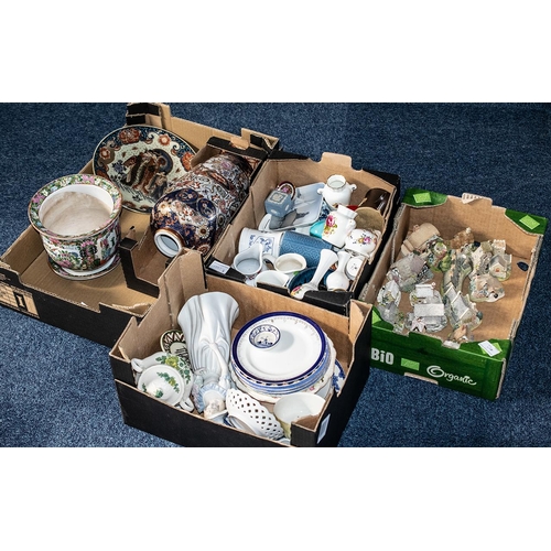 1583 - Four Boxes of Assorted Pottery & Porcelain, including Lilliput Lane houses, 16 in total, comprising ... 