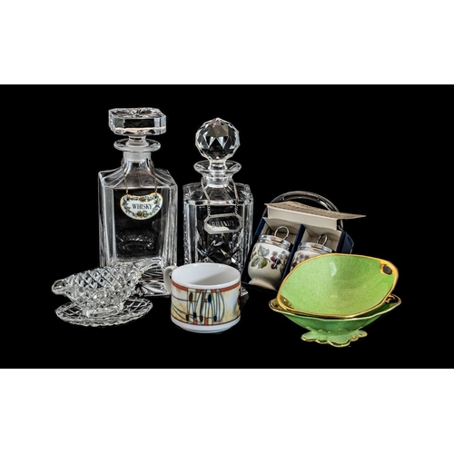 1587 - Mixed Collection of  Items to include  two decanters, two Royal Worcester egg coddlers, two green Ro... 