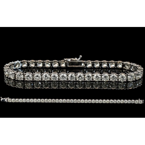 20 - Ladies - Attractive / Good Quality 14ct White Gold Diamond Set Tennis Bracelet - Set with 37 Brillia... 