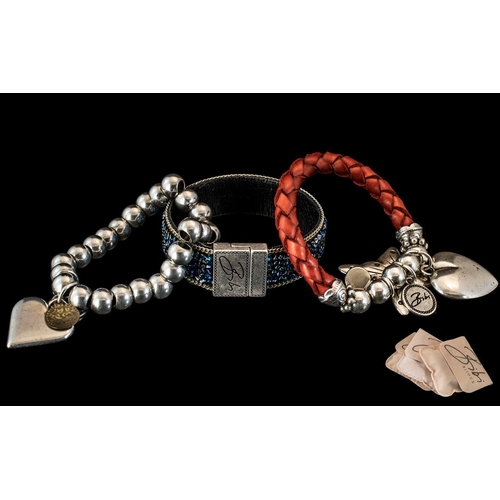 211 - Three Bibi Bijoux Bracelets comprising a chunky beaded silver bracelet by Bibi Bijoux featuring a he... 