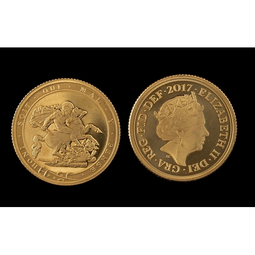 225 - Elizabeth II 22ct Gold Honi-Soit-Qui-Maly Pense - Date 2017. Mint Coin - Please Confirm with Photo. ... 