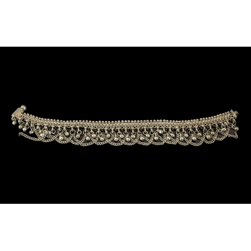 246 - White Metal Decorative Anklet, with chains and bobbles that move with you, making a tinkling sound. ... 