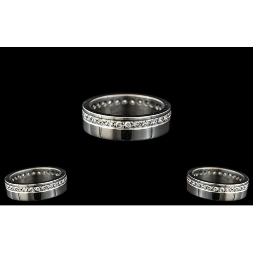 265 - A Platinum Diamond Full Eternity Ring set with round, modern, brilliant cut diamonds. Ring size L, w... 