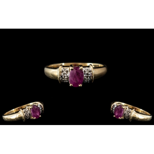 268 - Ladies - Attractive 14ct Gold Ruby and Diamond Set Dress Ring. Marked 14ct to Interior of Shank. Rub... 