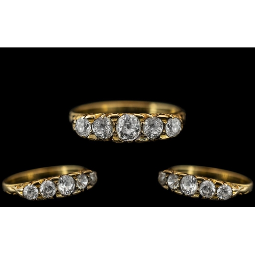 3 - Antique Period Attractive 18ct Gold 5 Stone Diamond Set Ring with a Gallery Setting - The Five Semi-... 