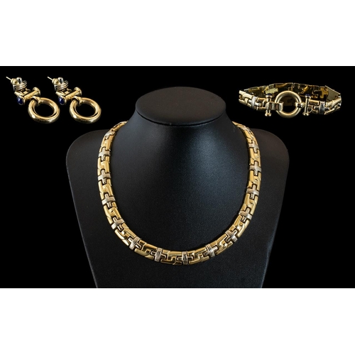 45 - Ladies 14ct Two Tone Gold Choker / Necklace with Matching 14ct Two Tone Gold Bracelet and Earrings. ... 