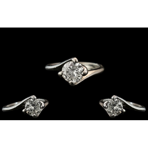 31A - Platinum Set - Superb Single Stone Diamond Ring, Marked 950 to Interior of Shank. The Round Brillian... 