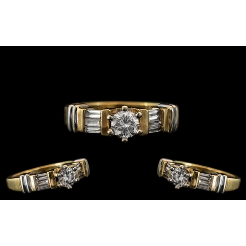 29 - 18ct Two Tone Gold - Superior Quality Diamond Set Dress Ring, Of Modern Design. Marked 750 - 18ct to... 